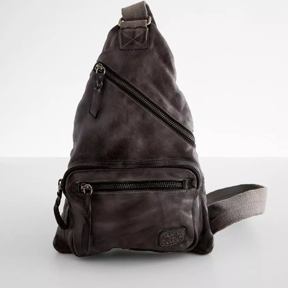 BED STU ANDIE LEATHER SLING BACKPACK IN BLACK LUX